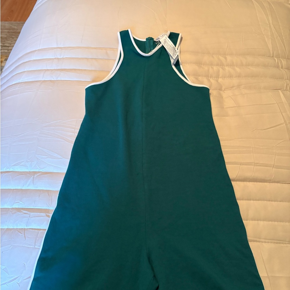 Zara Teal Jumpsuit with White Trim